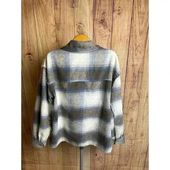 Bohme Plaid Flannel Corduroy Shacket Jacket Distressed Soft Size S - Picture 3 of 7